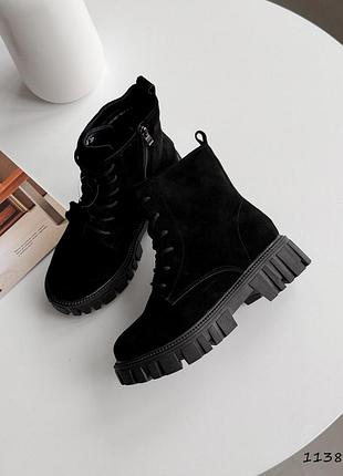 Ботинки женские agnar черные, натуральная замша зима