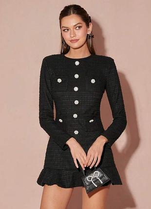 Твидовое платье в черном цвете