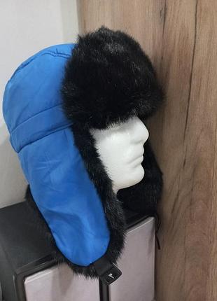 Шапка ушанка синя