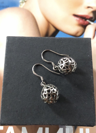 Серебро 925, милые серьги шарики с сердечками, идеальное состояние