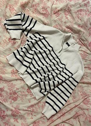 Свитер джемпер в полоску с замочком mango