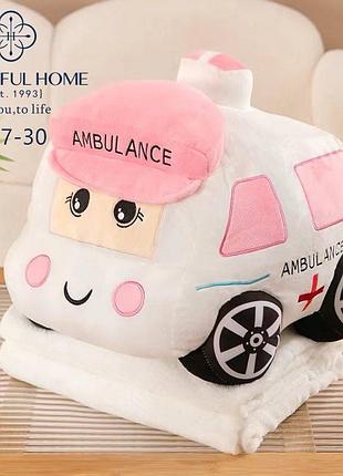 Мягкая игрушка с пледом машинка