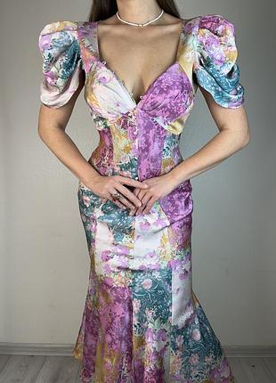 Распродажа платье asos миди на линии пуговиц с винтажным принтом