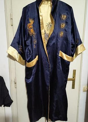 Халат женский двусторонний, шелковый. размер: xl.
