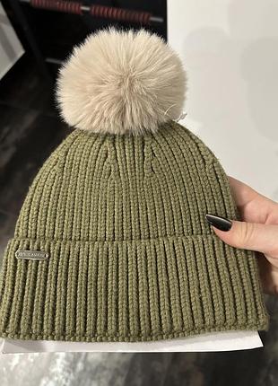 Шапка дитяча steve madden оливкова з бамбоном