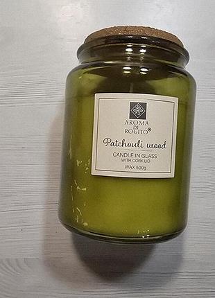 Ароматическая свеча в стекле, patchouli wood 500 гр, aroma di rogito, нидерланды
