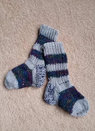 Детские высокие шерстяные носки гольфы 80/86 см зимние вязаные носочки теплые ручная работа шерсть из шерсти на мальчика 9-12-18 мес 1 год годик зима