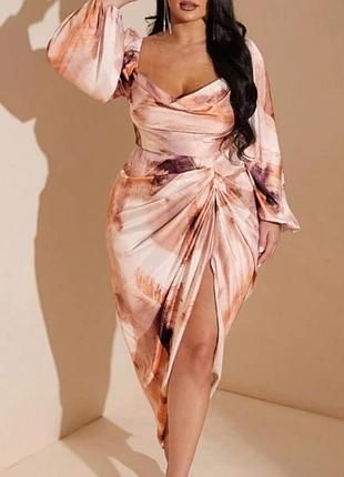 Сатиновое платье, платье с драпировкой