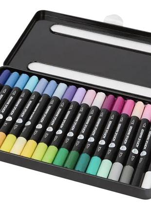 Маркери акрилові двосторонні 18 штук/36 кольорів на водній основі