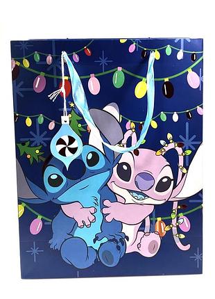 Новорічний подарунковий пакет disney стіч 34 x 26.5 см