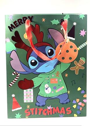 Новорічний подарунковий пакет disney стіч 34 x 26.5 см