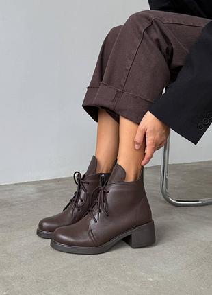 Ботинки irma классические женские шоколад кожа байка 11050
