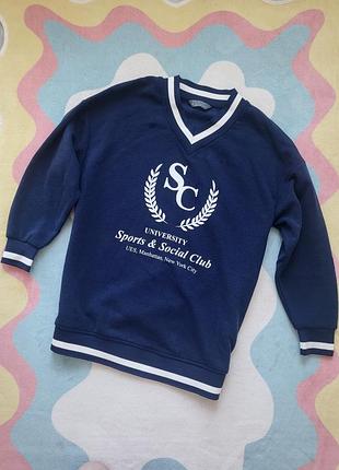 Длинный свитшот на флисе в стиле преппи