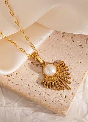 Цепочка с кулоном и бусиной нержавеющая сталь stainless steel