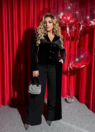 Костюм двійка .женский чёрный брючный костюм