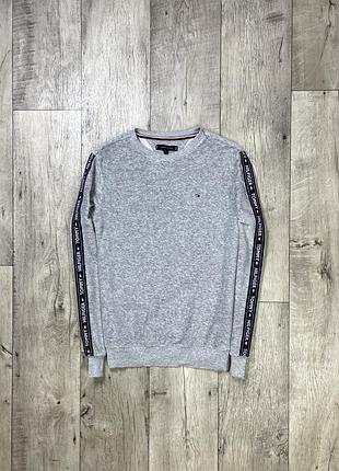 Tommy hilfiger кофта свитшот s размер с лампасами серая