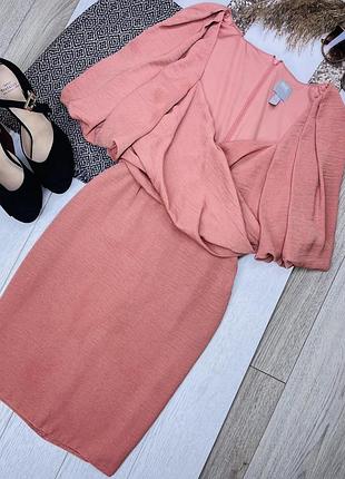 Рожева коротка сукня asos s плаття на запах коротке плаття з поясом плаття футляр з об’ємними рукавами святкова сукня