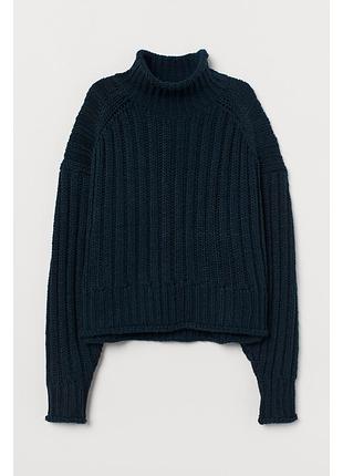 Теплий в'язаний светр oversize, светр тепла в'язка під горло h&m