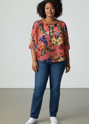 Яркая блузка в цветы 50-52 (1)