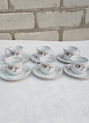Винтажный фарфоровой кофейный сервиз на 6 персон jlmenau graf von henneberg porzellan 1777