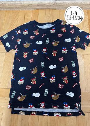 Футболка в новорічний принт 6-7 років від next