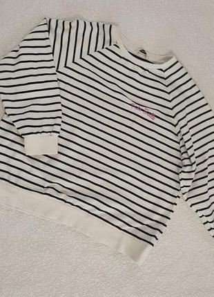 Полосатый натуральный свитшот george,р l/хл,ткань двуухнитка, без нюансов