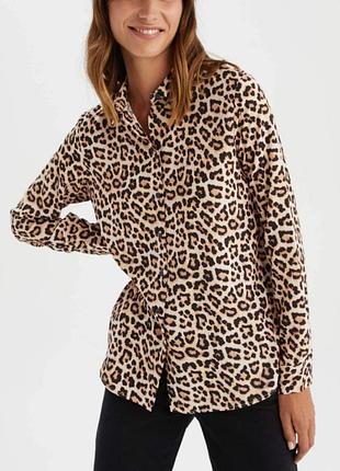 Жіноча блуза сорочка з леопардовим принтом, віскоза р.10/38