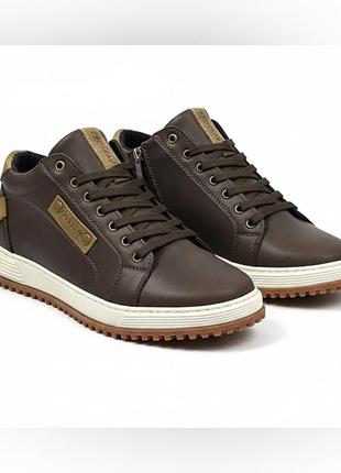 Ботинки зимние мужские коричневые натуральная кожа / набивной мех 177