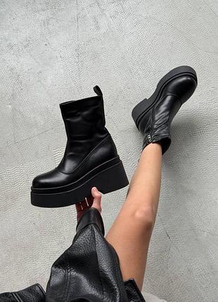 Накладний платіж ❤ євро зима утеплені хутром високі ботінки черевики на масивній підошві платформі