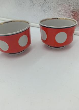 Советская керамическая фарфоровая чайная чашка в горошек ссср чайный сервиз