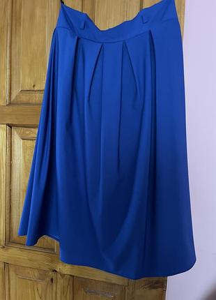 Спідниця жіноча міді синя на підкладці