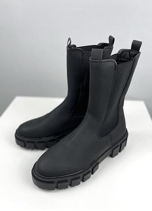 🌸about you високі матові челсі на масивній підошві ботінки черевики чоботи сапоги