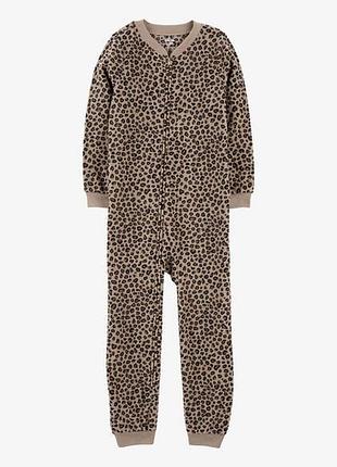 Детский комбинезон человечек микрофлис теплый флисовый леопардовый картерс carters 122 6 лет для девочки