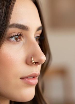 Пірсинг - обманка в ніс, губу золотистий колір