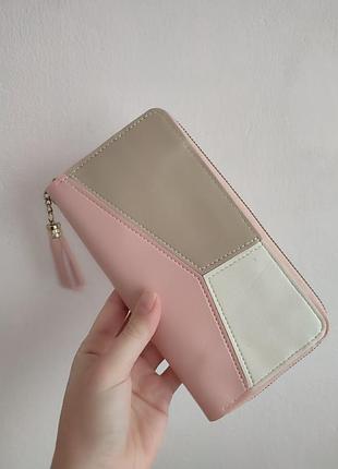 Женский кошелек портмоне pu-кожаный розовый 19*10*3см