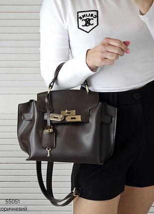 Женская стильная и качественная сумка из эко кожи коричневая