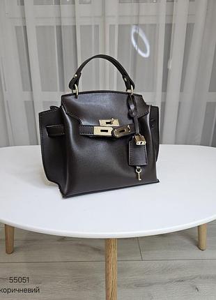 Женская стильная и качественная сумка из эко кожи коричневая