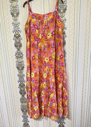 Стильна легка віскозна довга сукня, яскраве різнокольорове плаття сарафан батал