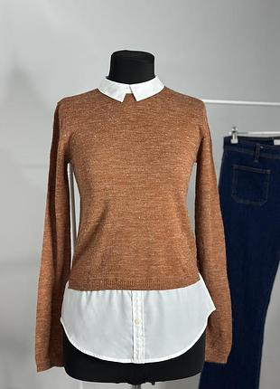 Свитер с имитацией рубашки xs 32/34 esmara