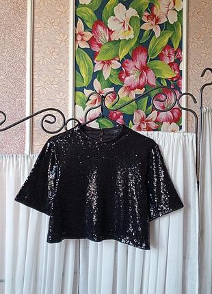 Красива чорна блуза топ в паєтки manor woman.