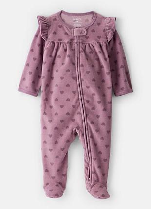 Детский комбинезон человечек микрофлис флисовый теплый розовый carters картерс для девочки