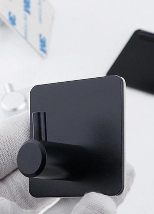 Самоклеящиеся крючки квадратные черные, настенные крючки без сверления из нержавеющей стали для ванной, кухни и дома