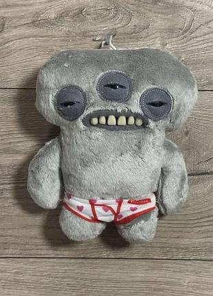 Плюшевый монстр фаглер funny ugly monster серый в цветных трусиках, 23 см - мягкая игрушка с зубами