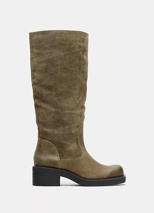 Комбинированные кожаные сапоги