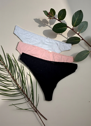 Комплект хлопковых стрингов большого размера