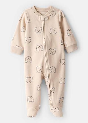 Детский комбинезон человечек микрофлис флисовый теплый бежевый картерс carters для мальчика и девочки