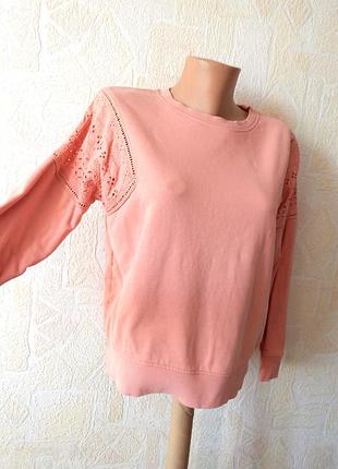 Бавовняний світшот з мереживом оверсайз