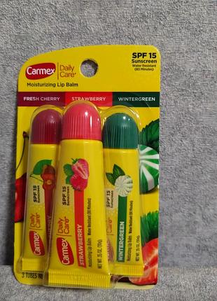 Carmex, day care, набор увлажняющих бальзамов для губ, ассорти, spf 15