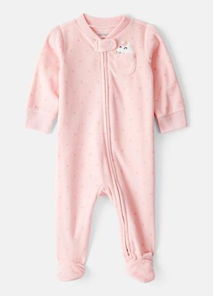 Детский комбинезон человечек микрофлис флисовый теплый розовый carters картерс для девочки