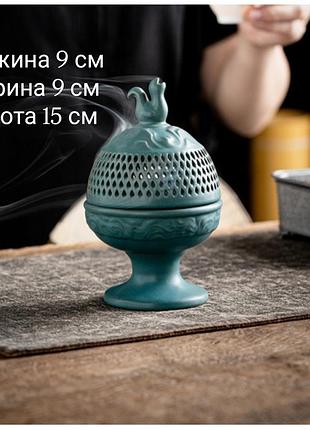 Курильница бошан зеленая стильный аксессуар для благовоний и ароматерапии с символом защиты и удачи
